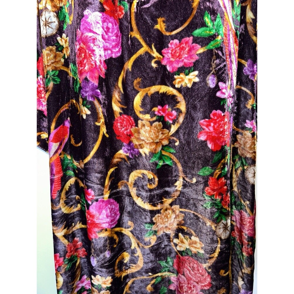Alden Adair Jerry Velvet Dress Arabesque Floral Baroque Kimono Kaftan Maxi Sz L - Picture 4 of 10